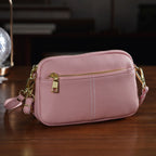 100% Genuine Leather Designer Minimalist Sling Shoulder Bag -  Pink_8420491_1
