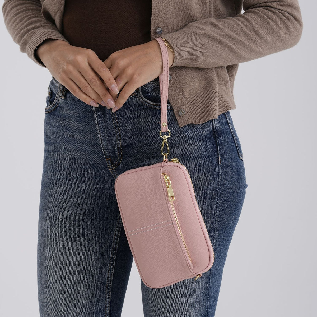 100% Genuine Leather Designer Minimalist Sling Shoulder Bag -  Pink 8420491 4