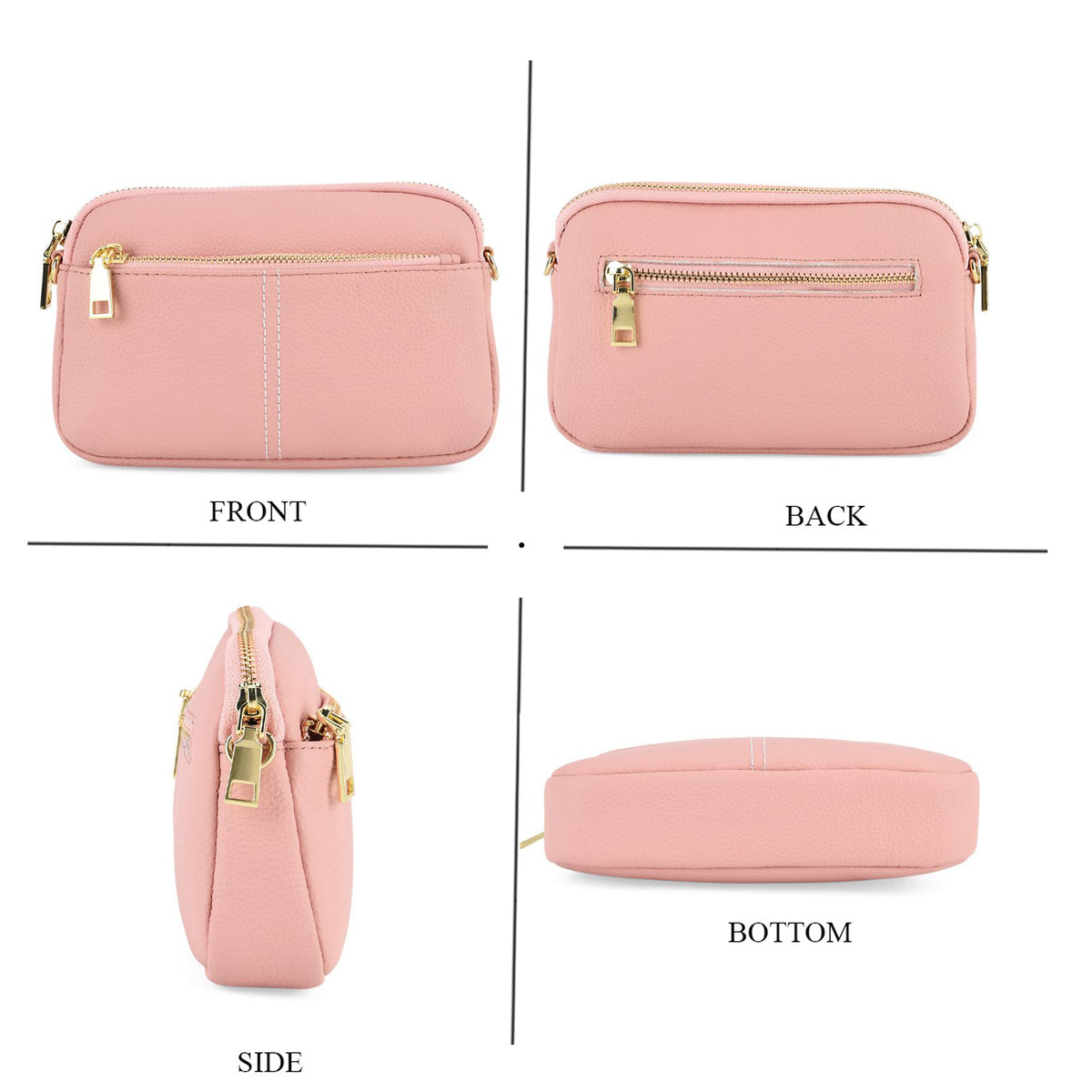 100% Genuine Leather Designer Minimalist Sling Shoulder Bag -  Pink 8420491 5