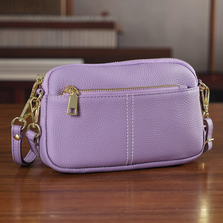 100% Genuine Leather Designer Minimalist Sling Shoulder Bag - Purple 8420512 2
