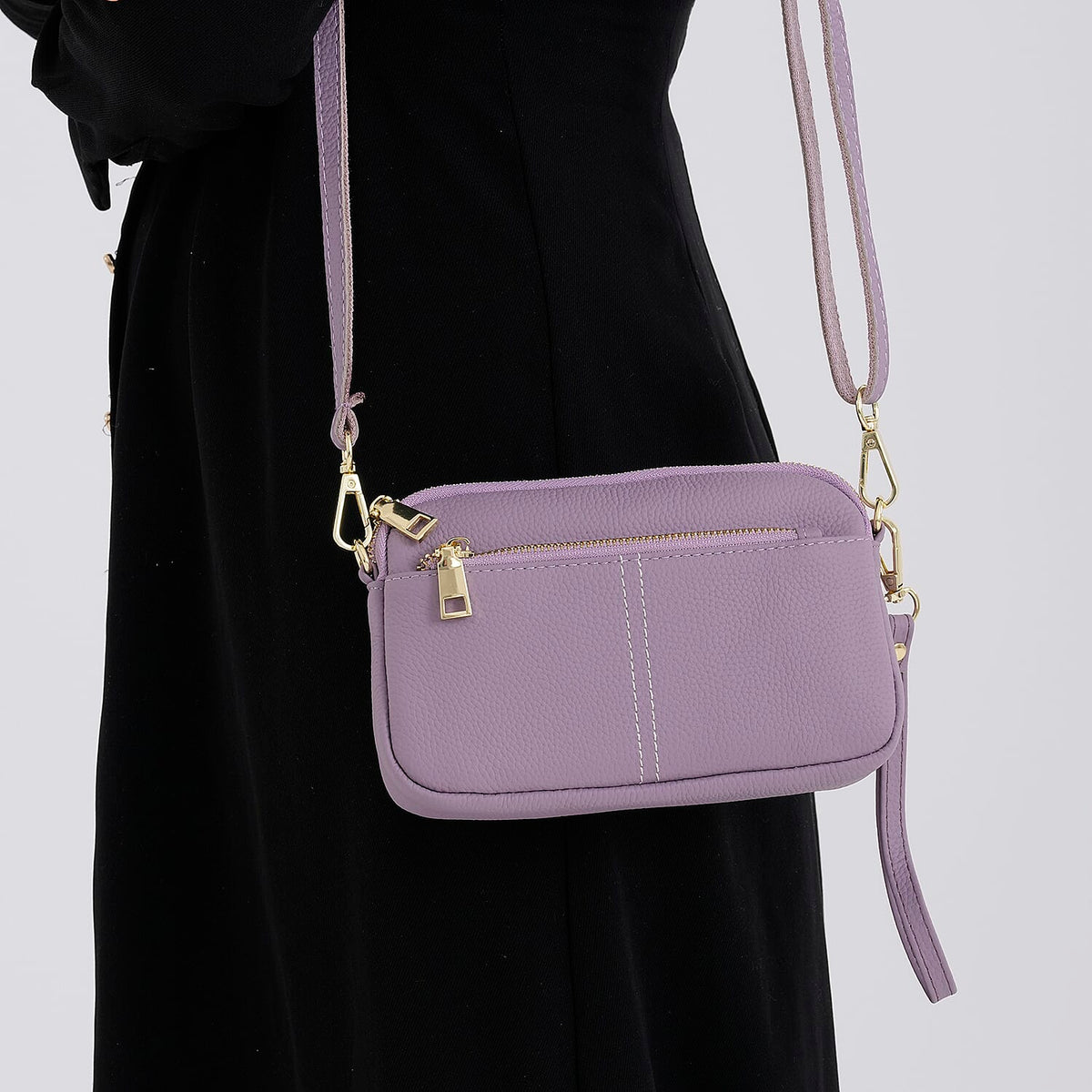 100% Genuine Leather Designer Minimalist Sling Shoulder Bag - Purple 8420512 4