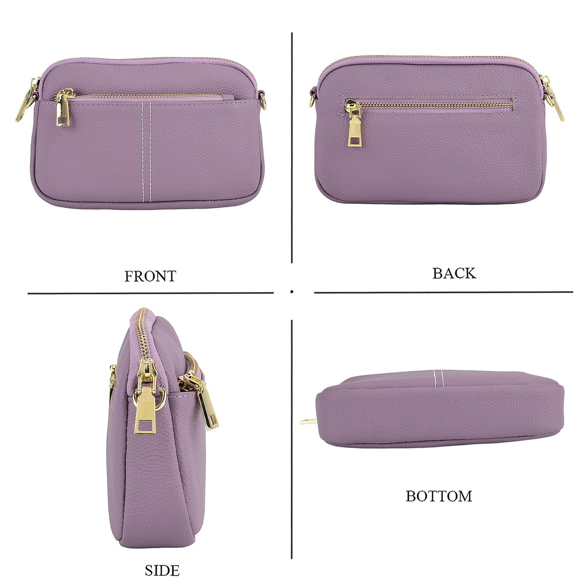 100% Genuine Leather Designer Minimalist Sling Shoulder Bag - Purple 8420512 5