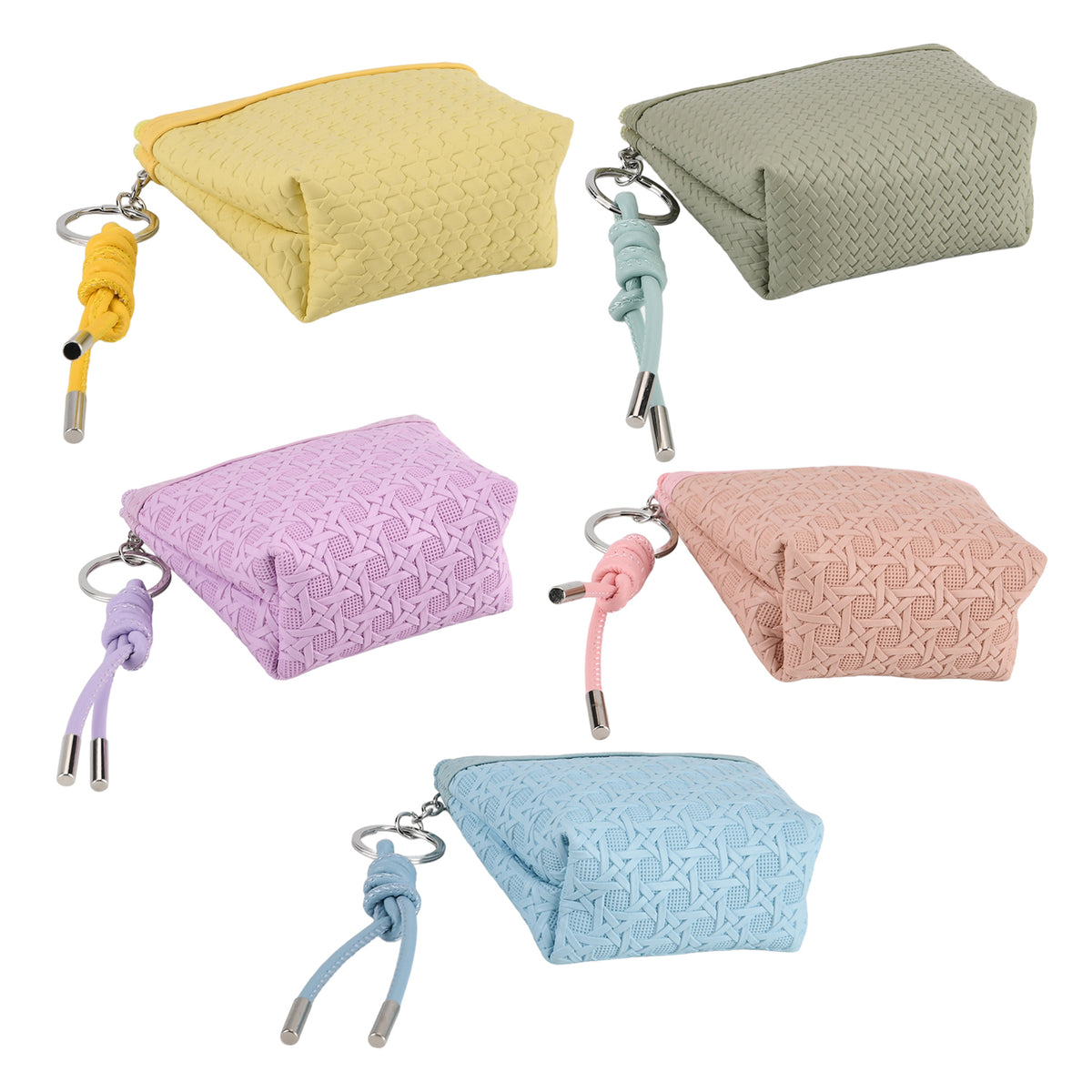 Set of 5 Mini Pouches (10 x 9 x 3.5cm) - Purple, Blue, Green, Yellow, &amp; Pink V32569620 4