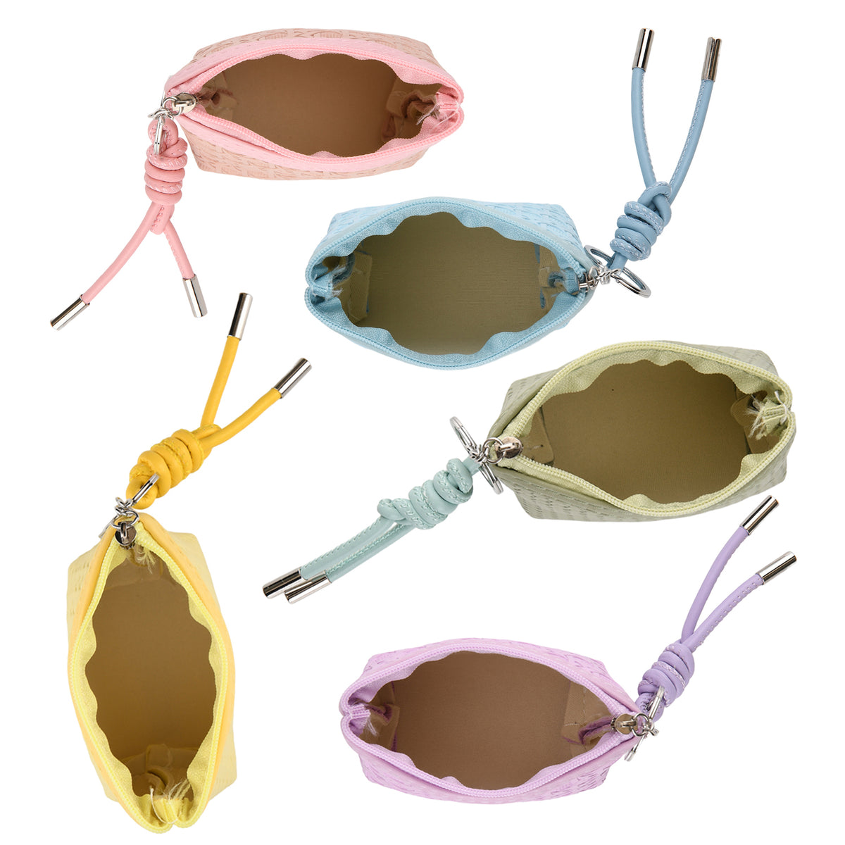 Set of 5 Mini Pouches (10 x 9 x 3.5cm) - Purple, Blue, Green, Yellow, &amp; Pink V32569620 5