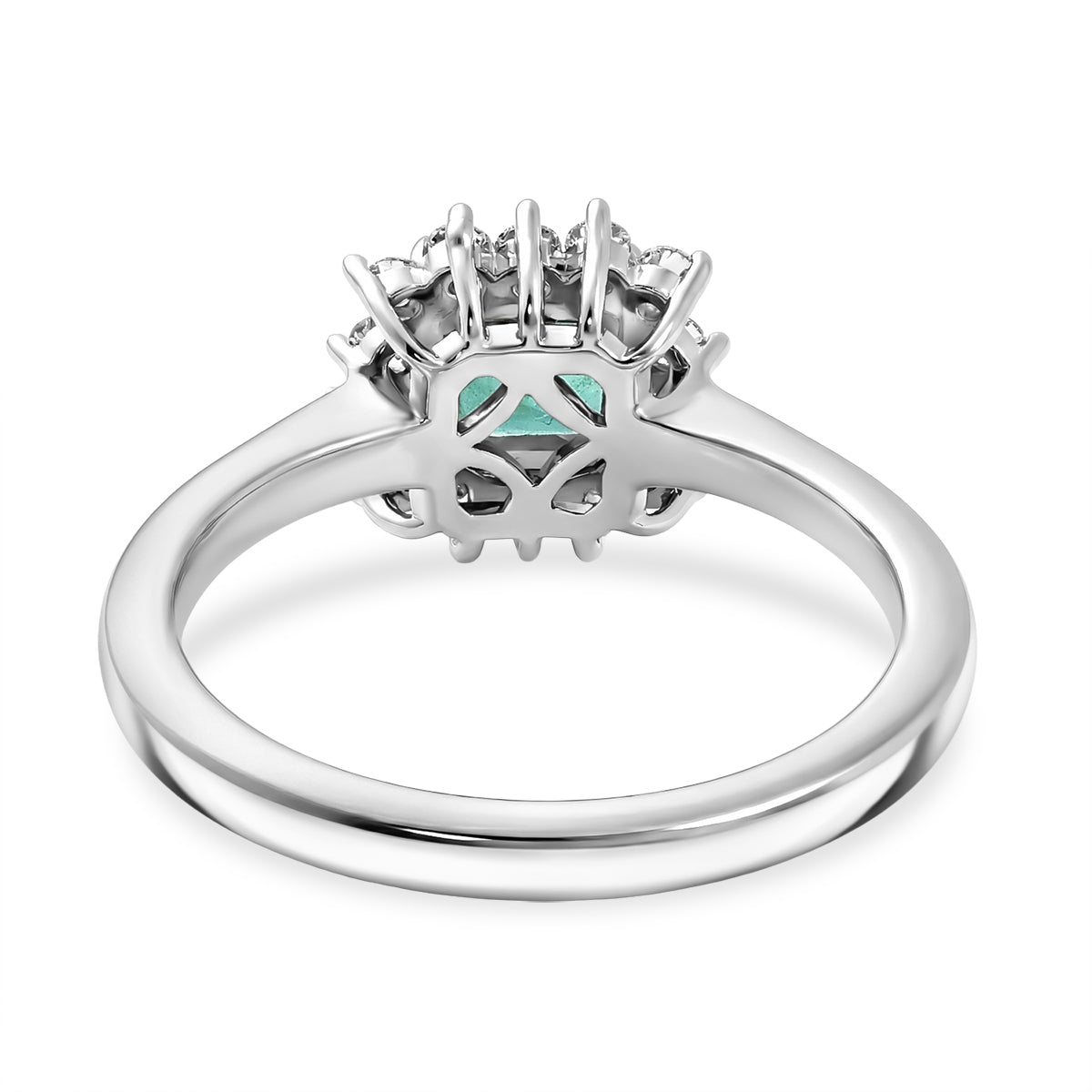 D'Joy AAA Gemfields Zambian Emerald &amp; Lab Grown Diamond Halo Ring in Rhodium Overlay Sterling Silver V32519532 5