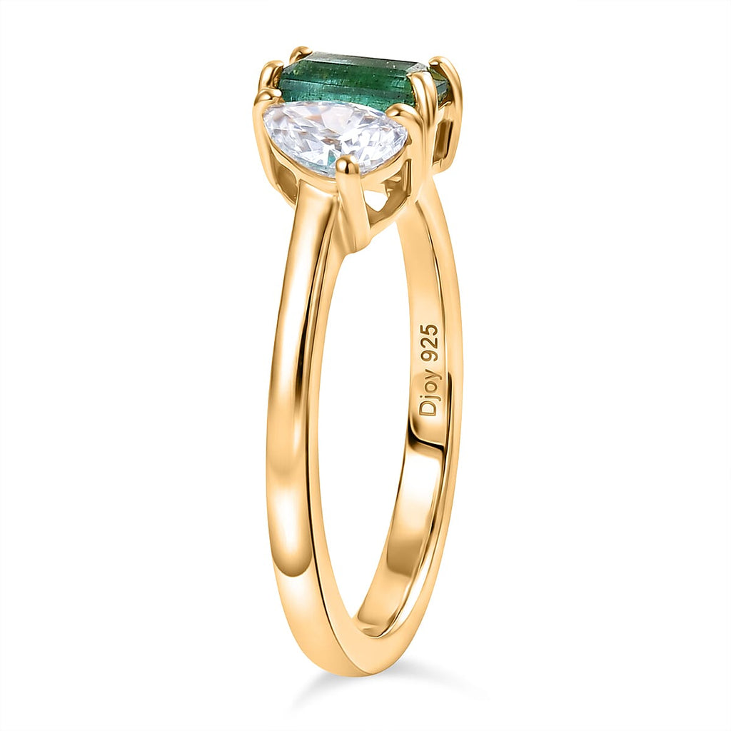 D'Joy AAA Gemfields Zambian Emerald & Moissanite Toi et Moi Ring in 18K Vermeil Yellow Gold Plated Sterling Silver 1.02 Ct._8420917_3