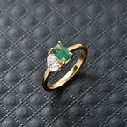 D'Joy AAA Gemfields Zambian Emerald & Moissanite Toi et Moi Ring in 18K Vermeil Yellow Gold Plated Sterling Silver 1.02 Ct._8420918_2