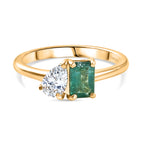 D'Joy AAA Gemfields Zambian Emerald & Moissanite Toi et Moi Ring in 18K Vermeil Yellow Gold Plated Sterling Silver 1.02 Ct._8420922
