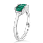 D'Joy AAA Premium Gemfields Zambian Emerald & Lab Grown Diamond Trilogy Ring in Rhodium Overlay Sterling Silver_8420934_3