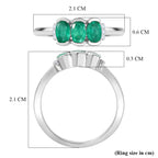 D'Joy AAA Gemfields Zambian Emerald & Lab Grown Diamond Trilogy Ring in Rhodium Overlay Sterling Silver_8420938_5