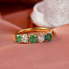 Luxuriant - AAA Gemfields Zambian Emerald & SI/GH Lab Grown Diamond 5 Stone Ring in 18K Vermeil Yellow Gold Plated Sterling Silver 1.25 Ct._8420945_1