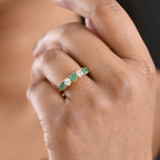 Luxuriant - AAA Gemfields Zambian Emerald & SI/GH Lab Grown Diamond 5 Stone Ring in 18K Vermeil Yellow Gold Plated Sterling Silver 1.25 Ct._8420945_2