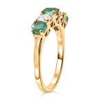 Luxuriant - AAA Gemfields Zambian Emerald & SI/GH Lab Grown Diamond 5 Stone Ring in 18K Vermeil Yellow Gold Plated Sterling Silver 1.25 Ct._8420945_3