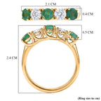 Luxuriant - AAA Gemfields Zambian Emerald & SI/GH Lab Grown Diamond 5 Stone Ring in 18K Vermeil Yellow Gold Plated Sterling Silver 1.25 Ct._8420945_5