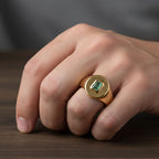 D'Joy - AAA Zambian Emerald SIGNET Ring in 18K Vermeil Sterling Silver._8420967_1