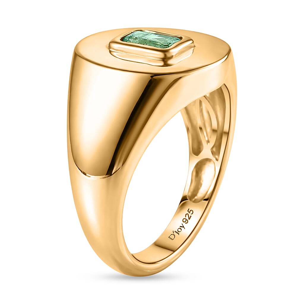 D'Joy - AAA Zambian Emerald SIGNET Ring in 18K Vermeil Sterling Silver._8420967_3