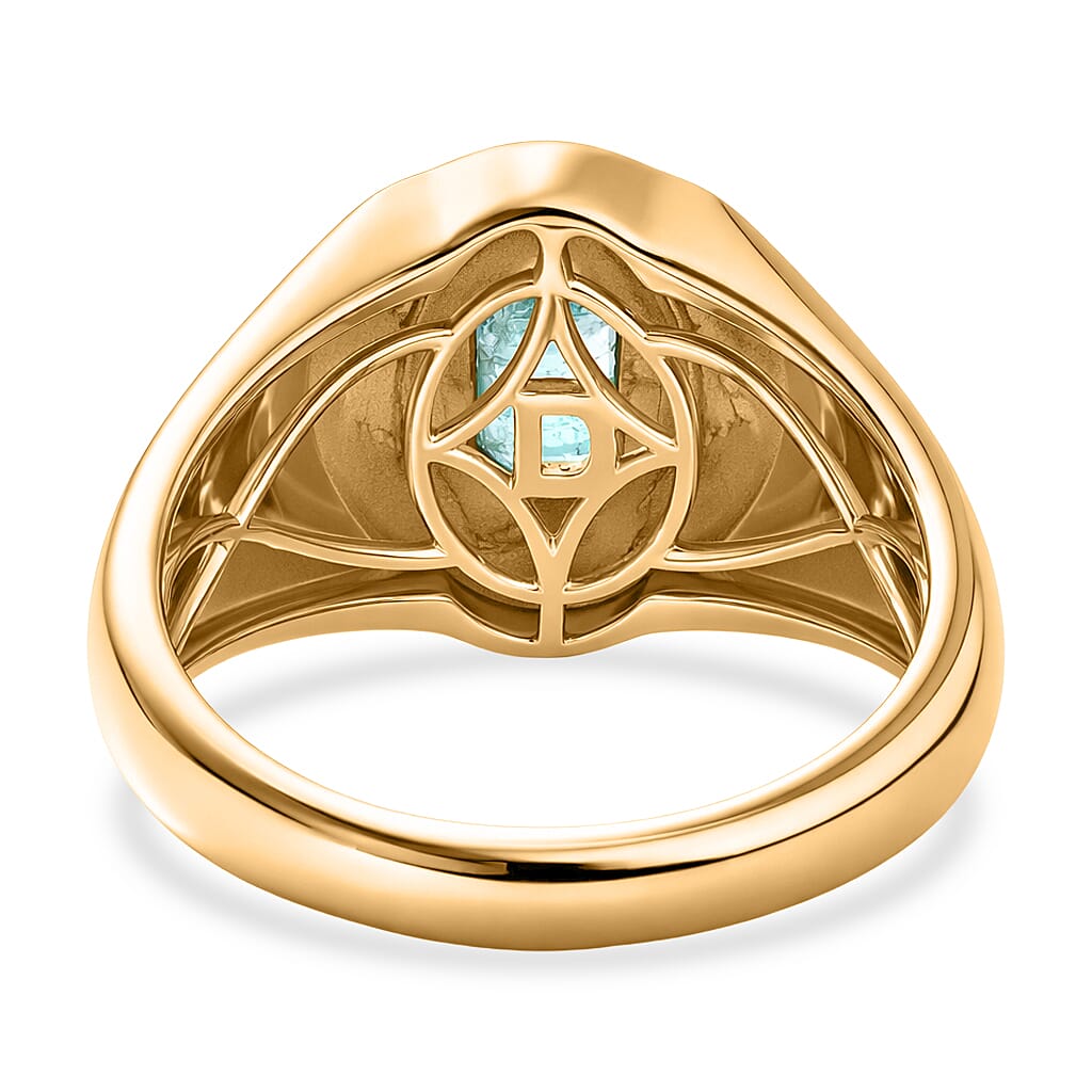 D'Joy - AAA Zambian Emerald SIGNET Ring in 18K Vermeil Sterling Silver._8420967_4