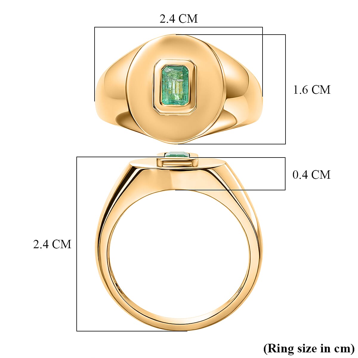 D'Joy - AAA Zambian Emerald SIGNET Ring in 18K Vermeil Sterling Silver V32523497 6
