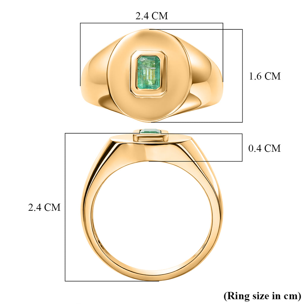D'Joy - AAA Zambian Emerald SIGNET Ring in 18K Vermeil Sterling Silver._8420968_5