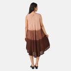 La Marey Ombre Tie Dye Umbrella Dress with Embroidered Neck & Hem (One Size, 10-22) - Chocolate_8420970_2