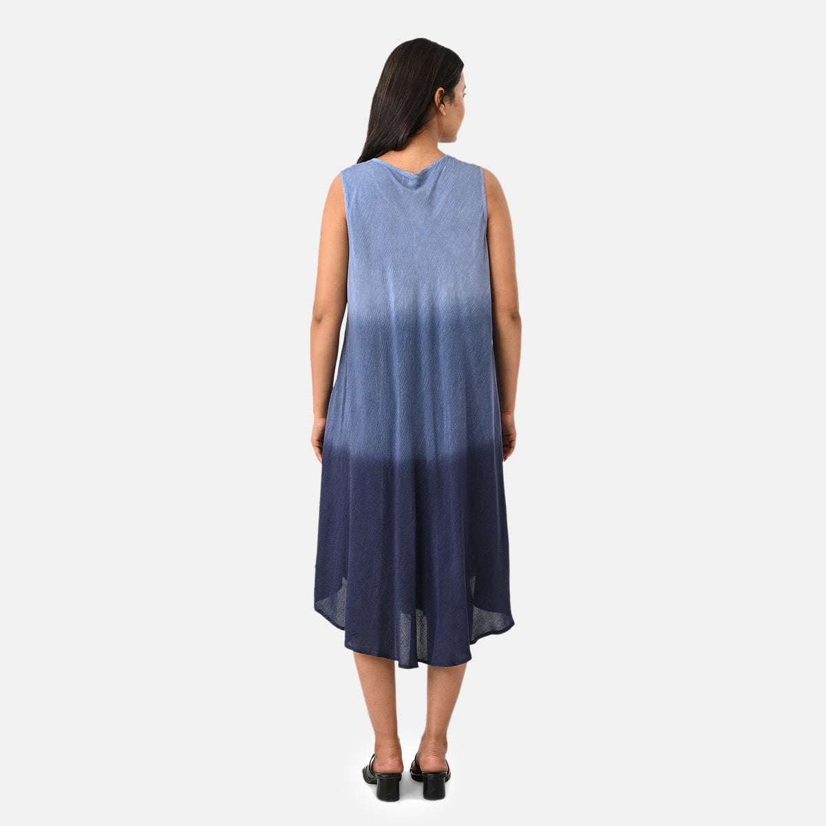 La Marey Ombre Tie Dye Umbrella Dress with Embroidered Neck &amp; Hem (One Size, 10-22) - Blue V32652305 3