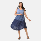 La Marey Ombre Tie Dye Umbrella Dress with Embroidered Neck & Hem (One Size, 10-22) - Blue_8420971_4
