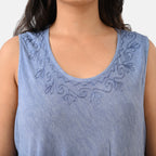 La Marey Ombre Tie Dye Umbrella Dress with Embroidered Neck & Hem (One Size, 10-22) - Blue_8420971_5