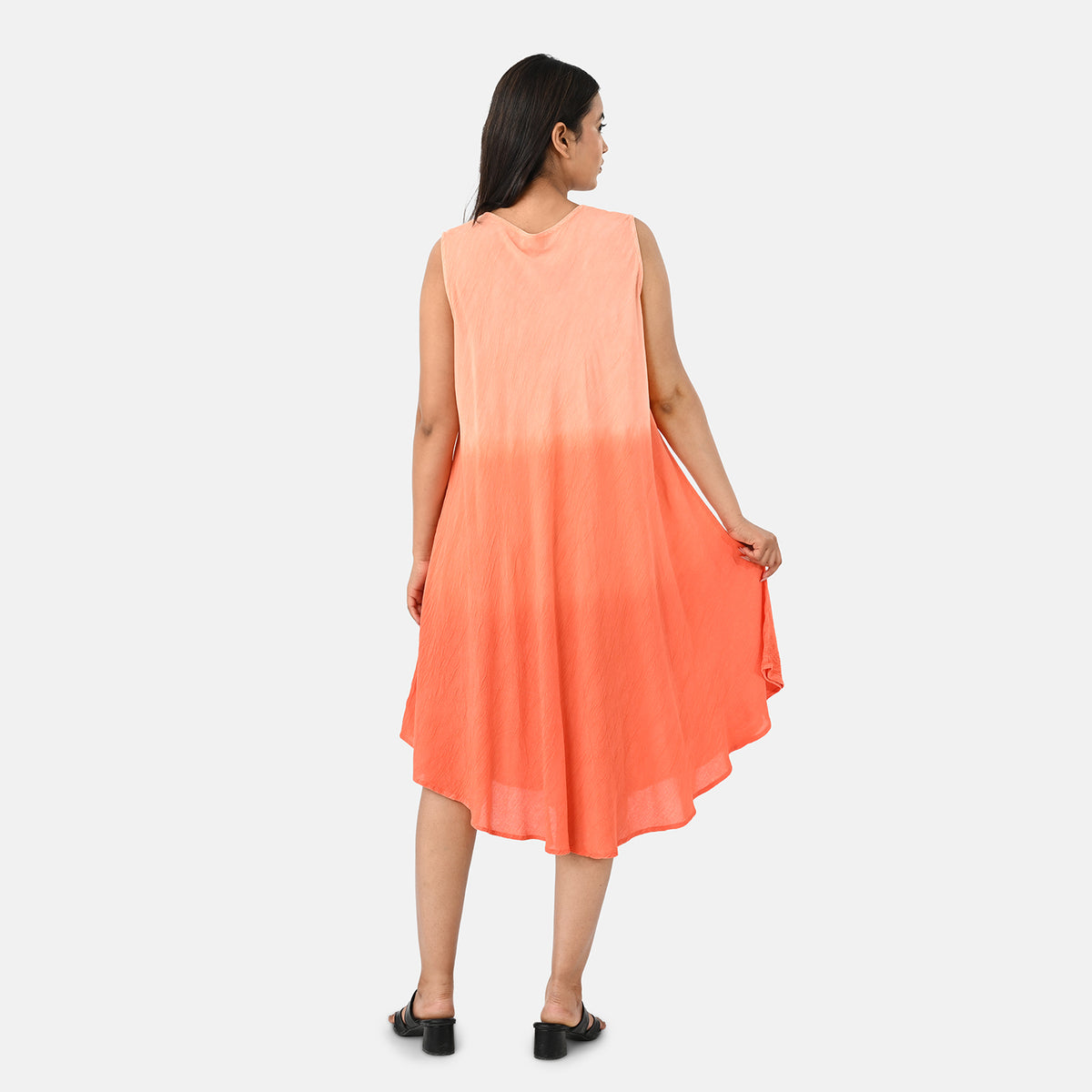 La Marey Ombre Tie Dye Umbrella Dress with Embroidered Neck &amp; Hem (One Size, 10-22) - Coral 8420972 3