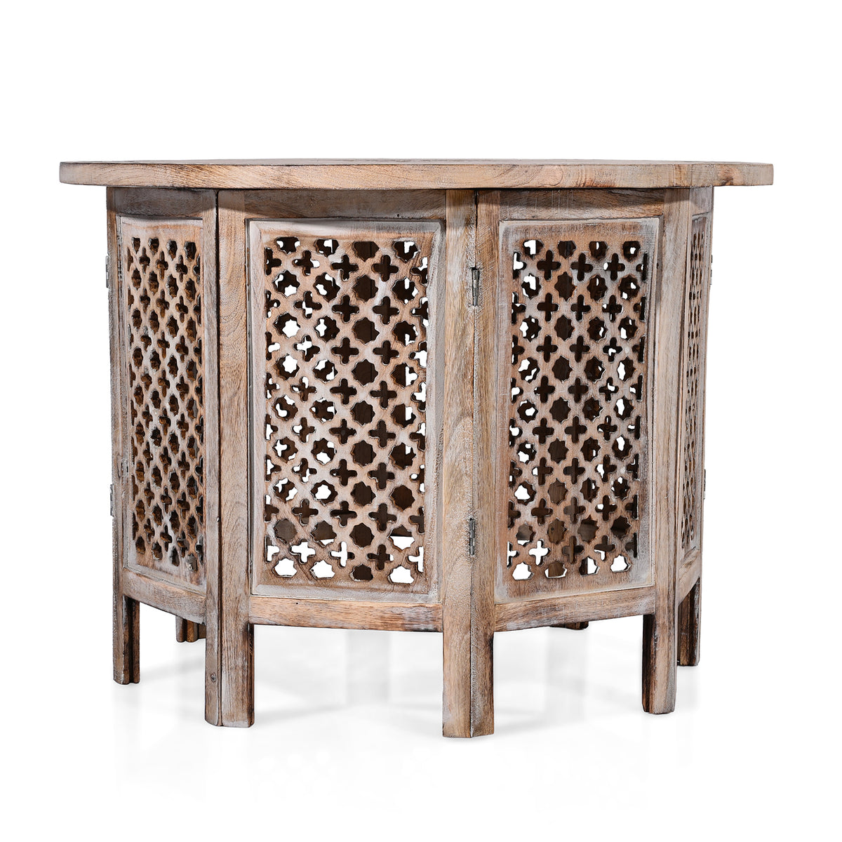 Wooden Hand Carved Round Coffee Table (68 x 68 x 51 cm) V32520997 3