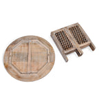 Wooden Hand Carved Round Coffee Table (68 x 68 x 51 cm)_8421083_3