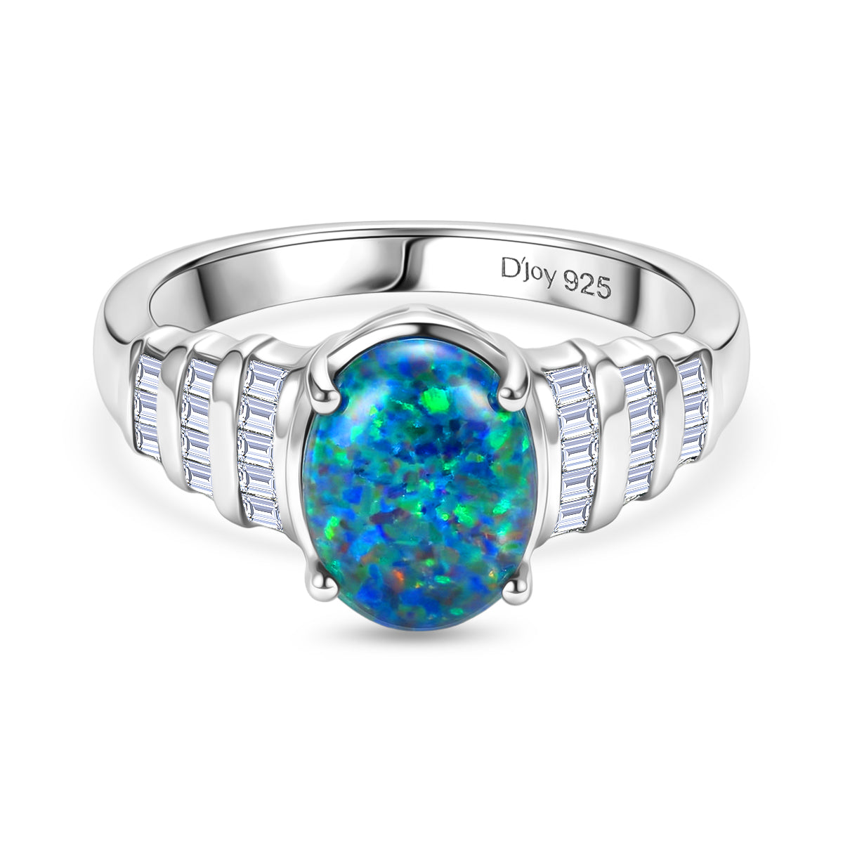 Close Out Deal- D'Joy Australian Boulder Opal and Moissanite Ring in Rhodium Overlay Sterling Silver 1.68 Ct. V32513071 0