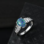 Close Out Deal- D'Joy Australian Boulder Opal and Moissanite Ring in Rhodium Overlay Sterling Silver 1.68 Ct._8421091_2