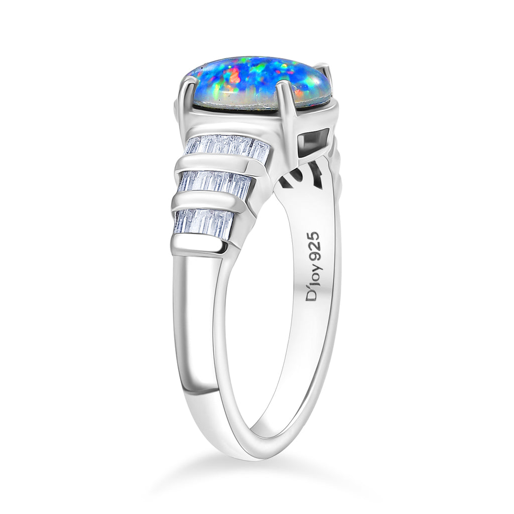 Close Out Deal- D'Joy Australian Boulder Opal and Moissanite Ring in Rhodium Overlay Sterling Silver 1.68 Ct._8421091_3
