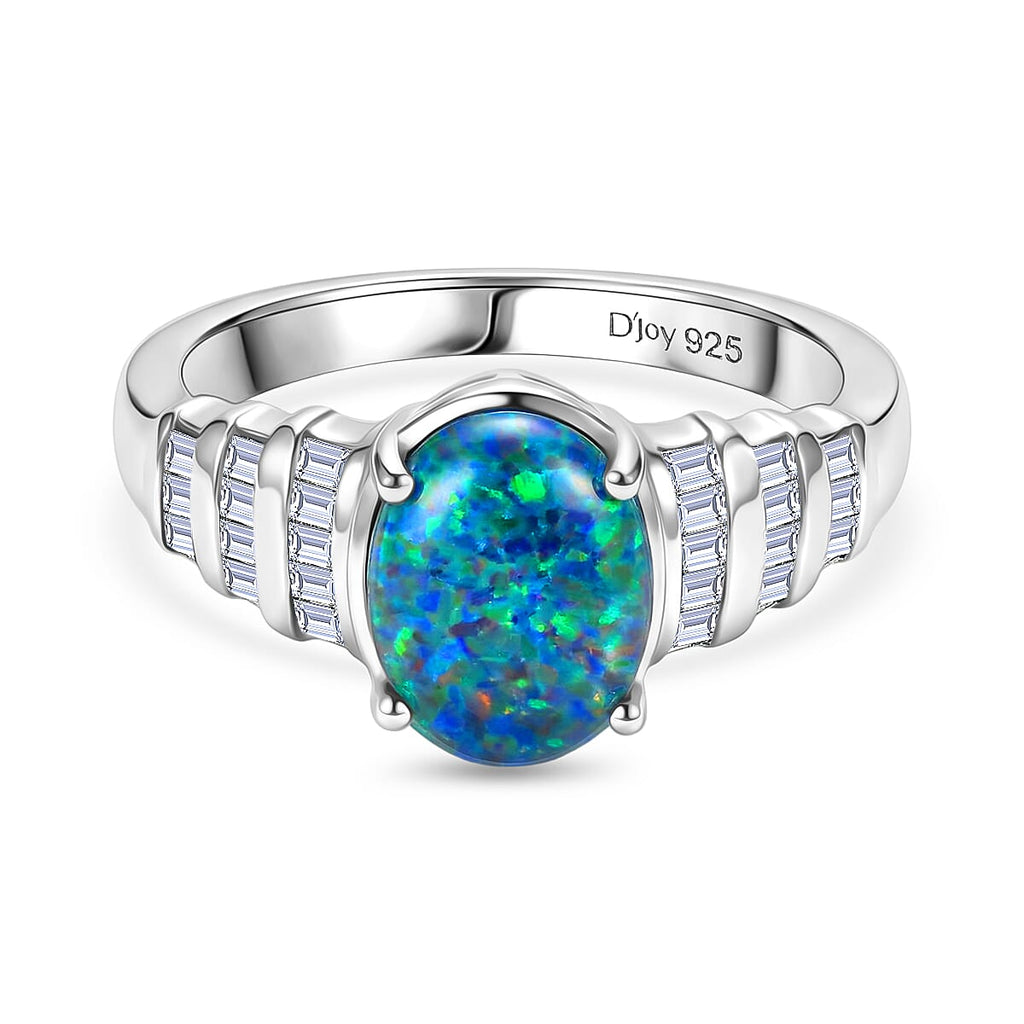 Close Out Deal- D'Joy Australian Boulder Opal and Moissanite Ring in Rhodium Overlay Sterling Silver 1.68 Ct._8421093