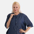 La Marey Striped Lyocell Denim Smock Top (Size M, 12 to 14) - Dark Blue_8421545_5