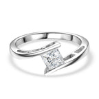 Royal Bali Collection - D'Joy Moissanite Solitaire Bypass Ring in Platinum Overlay Sterling Silver_8421731
