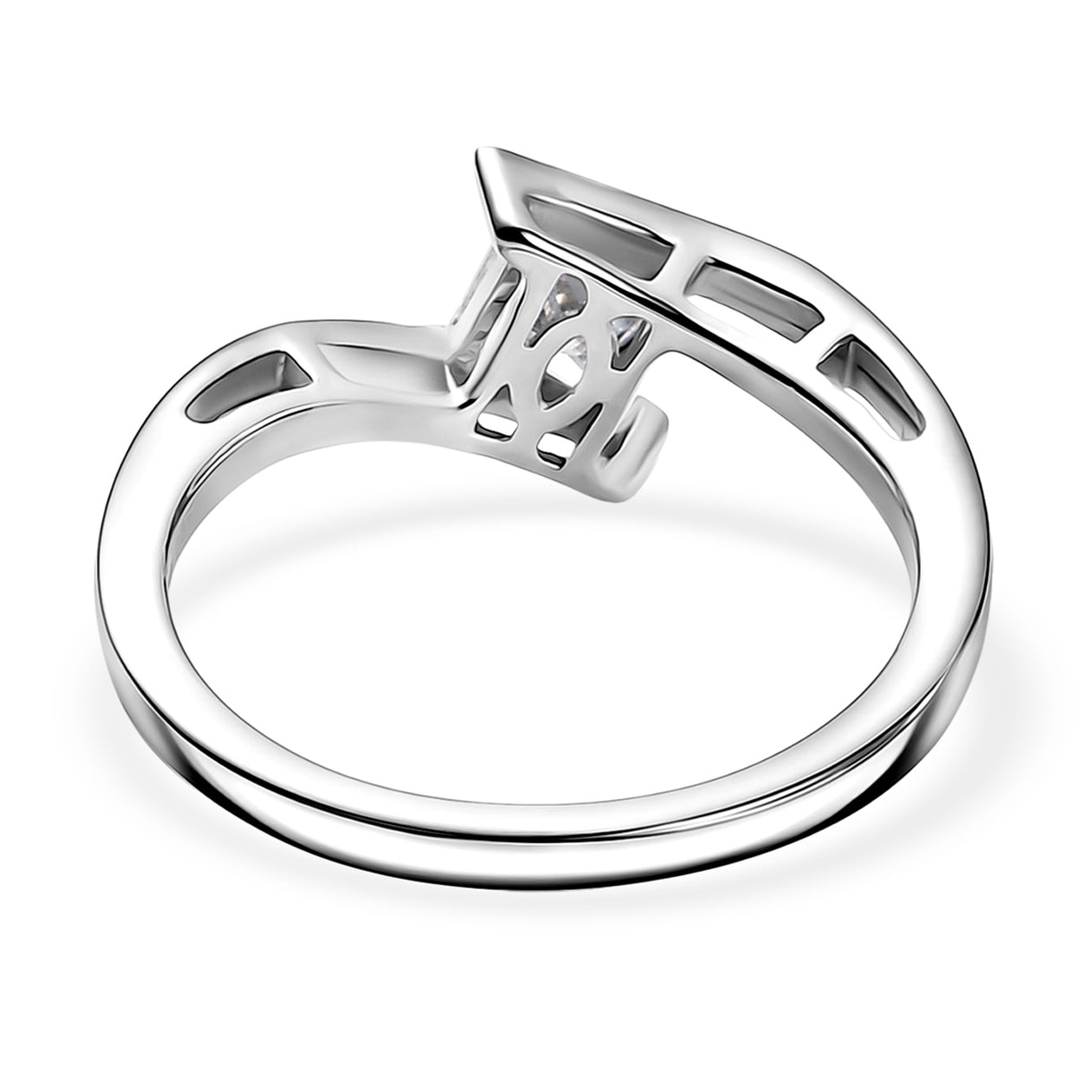 D'Joy Moissanite Bypass Solitaire Ring in Platinum Overlay Sterling Silver V32513806 5