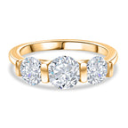 D'Joy Moissanite 3 Stone Ring in Yellow Gold Plated Sterling Silver 1.71 Ct._8421890
