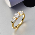 D'Joy Moissanite 3 Stone Ring in Yellow Gold Plated Sterling Silver 1.71 Ct._8421890_1