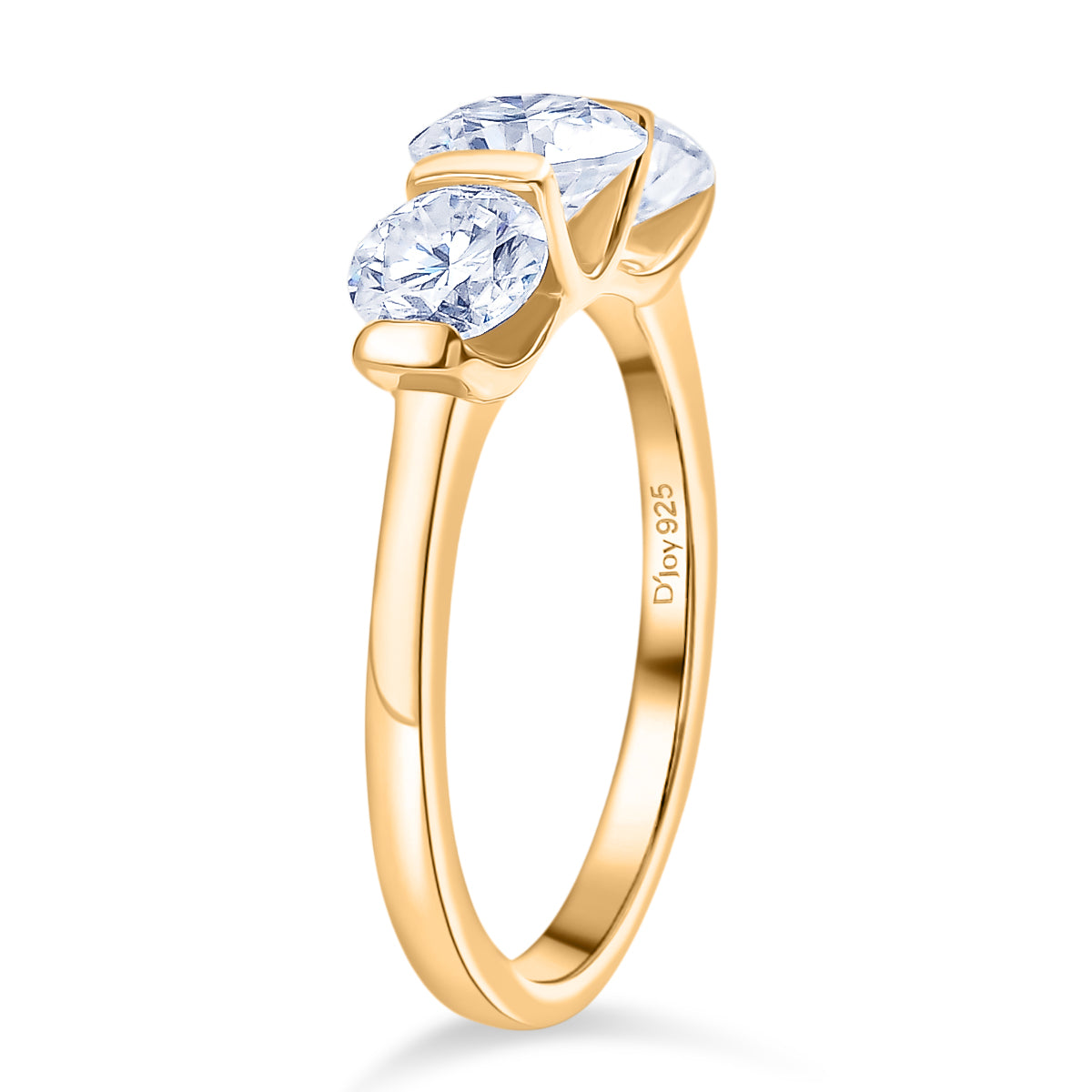 D'Joy Moissanite 3 Stone Ring in Yellow Gold Plated Sterling Silver 1.71 Ct. 8421890 3
