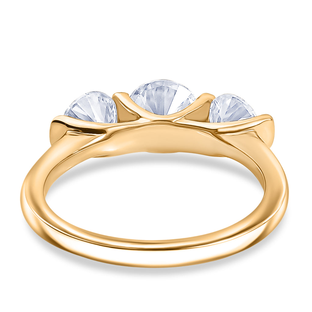 D'Joy Moissanite 3 Stone Ring in Yellow Gold Plated Sterling Silver 1.71 Ct._8421890_4
