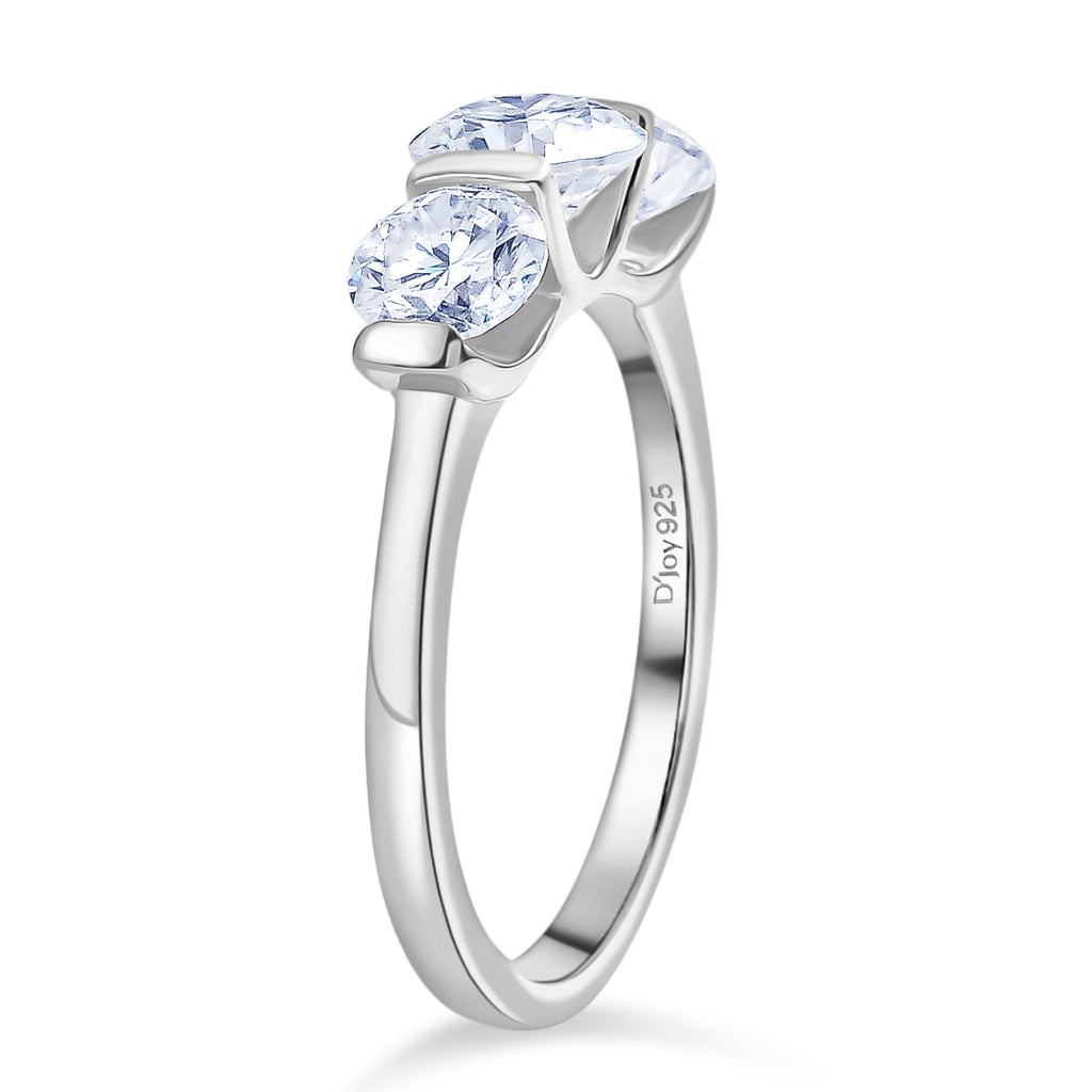 D'Joy Moissanite Trilogy Ring in Platinum Overlay Sterling Silver 1.71 Ct._8421901_3