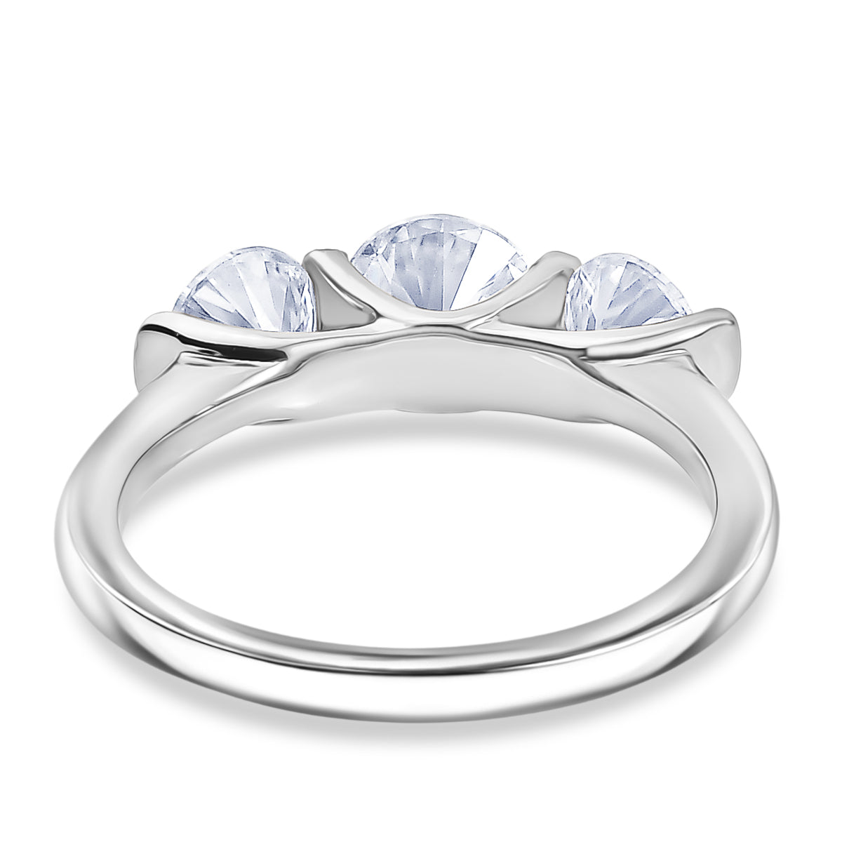 D'Joy Moissanite Trilogy Ring in Platinum Overlay Sterling Silver 1.71 Ct. 8421901 5