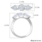 D'Joy Moissanite Trilogy Ring in Platinum Overlay Sterling Silver 1.71 Ct._8421901_5