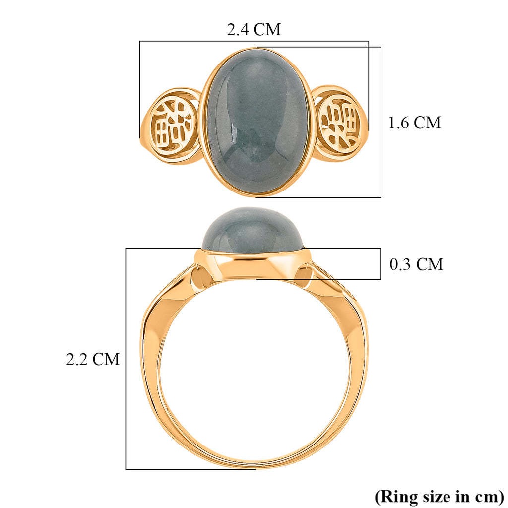 D'Joy Natural Olmec Jadeite Ring in Yellow Gold Plated Sterling Silver 7.20 Ct._8421948_5