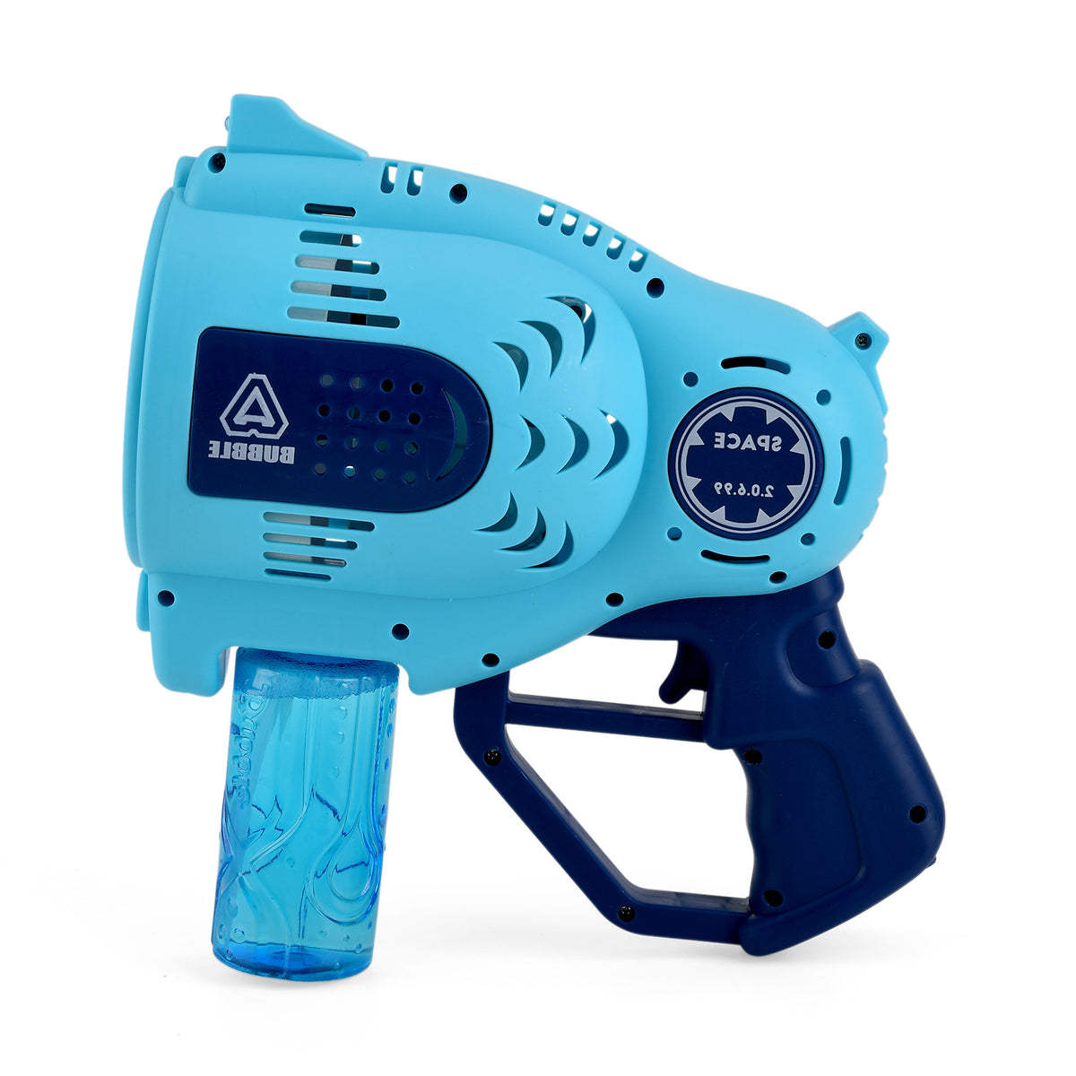 57-Hole Automatic Bubble Blaster - Blue Rechargeable Space Jet Machine with 3.7V Battery &amp; 150ml Solution V32512413 3