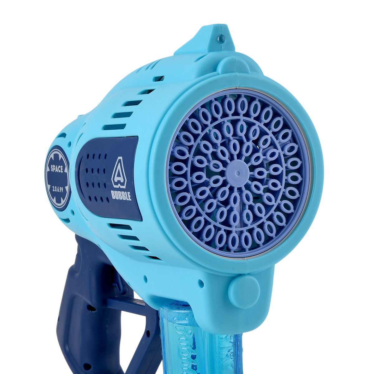 57-Hole Automatic Bubble Blaster - Blue Rechargeable Space Jet Machine with 3.7V Battery &amp; 150ml Solution V32512413 5