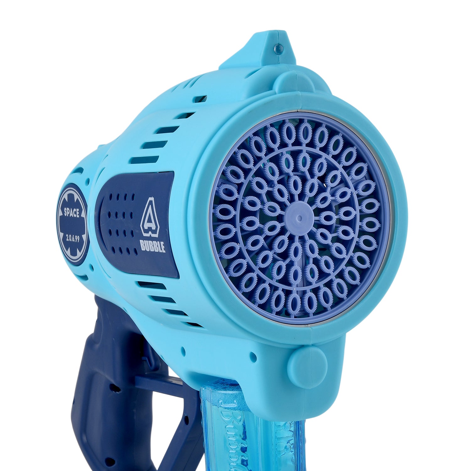 57-Hole Automatic Bubble Blaster - Blue Rechargeable Space Jet Machine with 3.7V Battery &amp; 150ml Solution V32512413 5