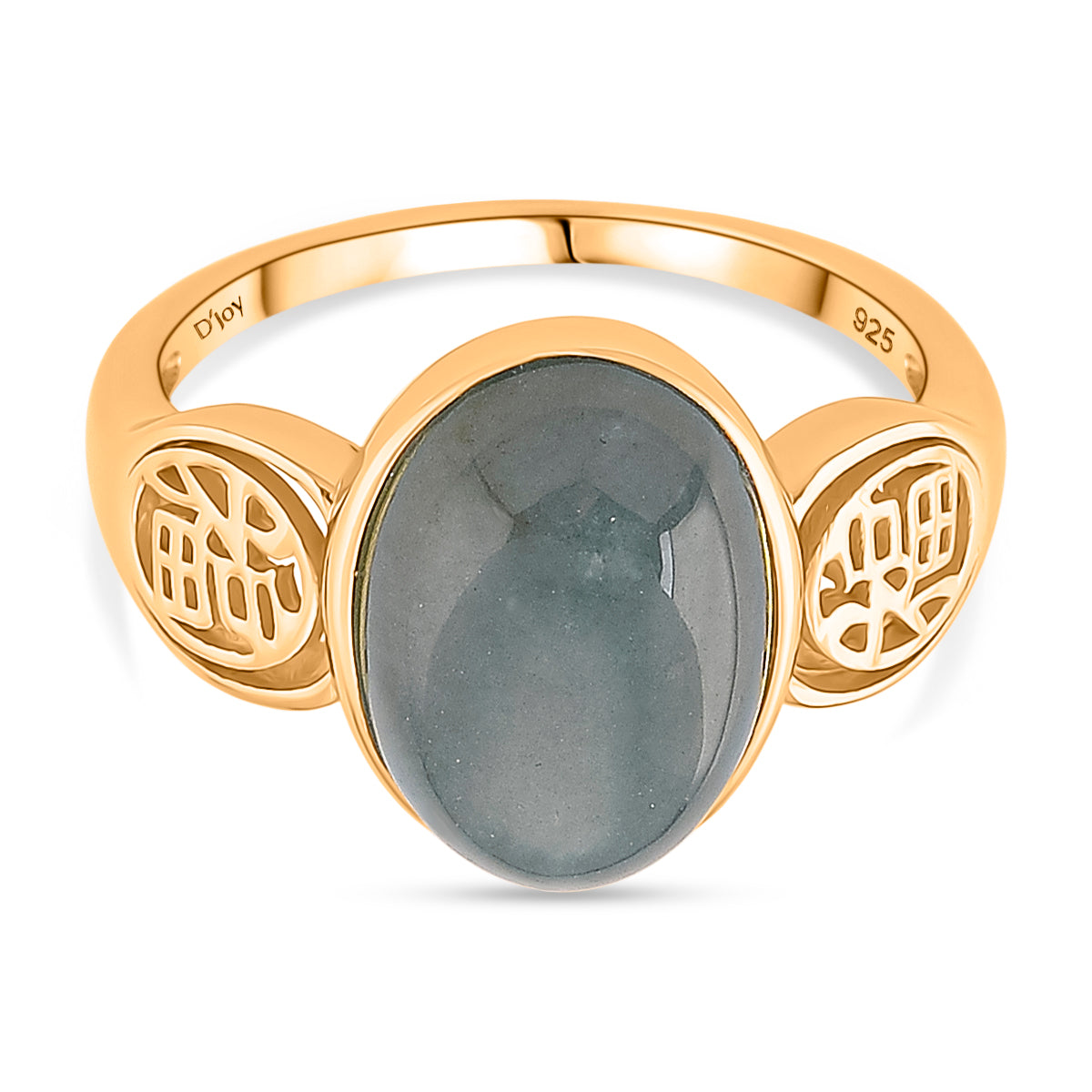 D'Joy Natural Jadeite Solitaire Ring in Yellow Gold Plated Sterling Silver 7.20 Ct. V32514038 0