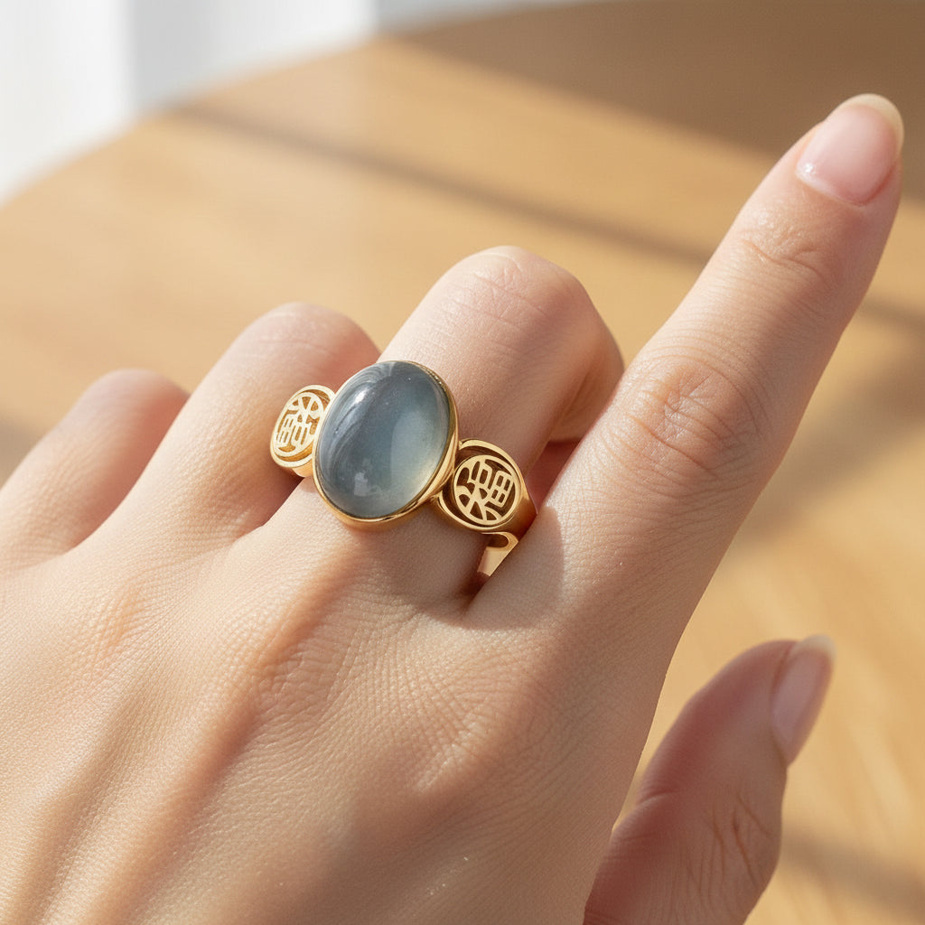 D'Joy Natural Jadeite Solitaire Ring in Yellow Gold Plated Sterling Silver 7.20 Ct. V32514038 2